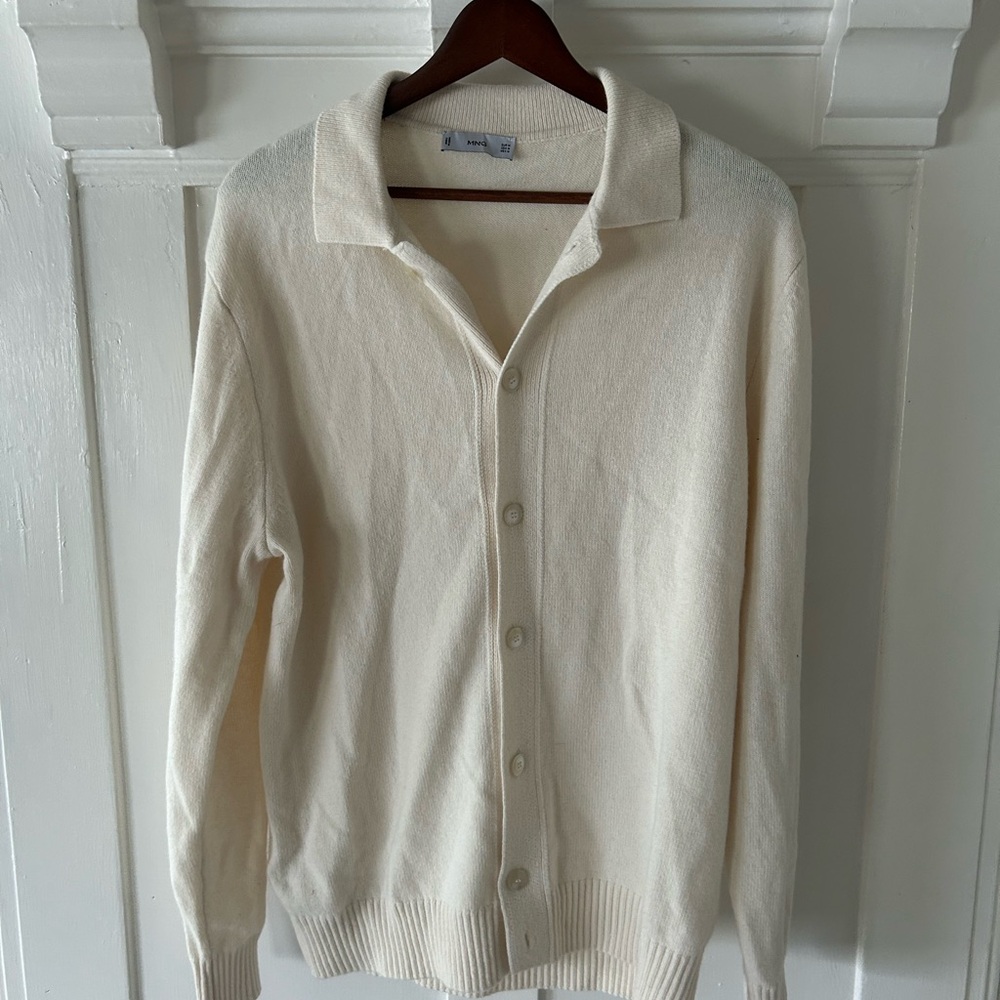 Men's Mango Cream Knit Polo Sweater